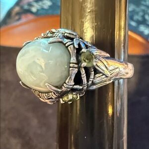 Sterling Silver Artisan Ring – Natural Blue Gemstone Size 10